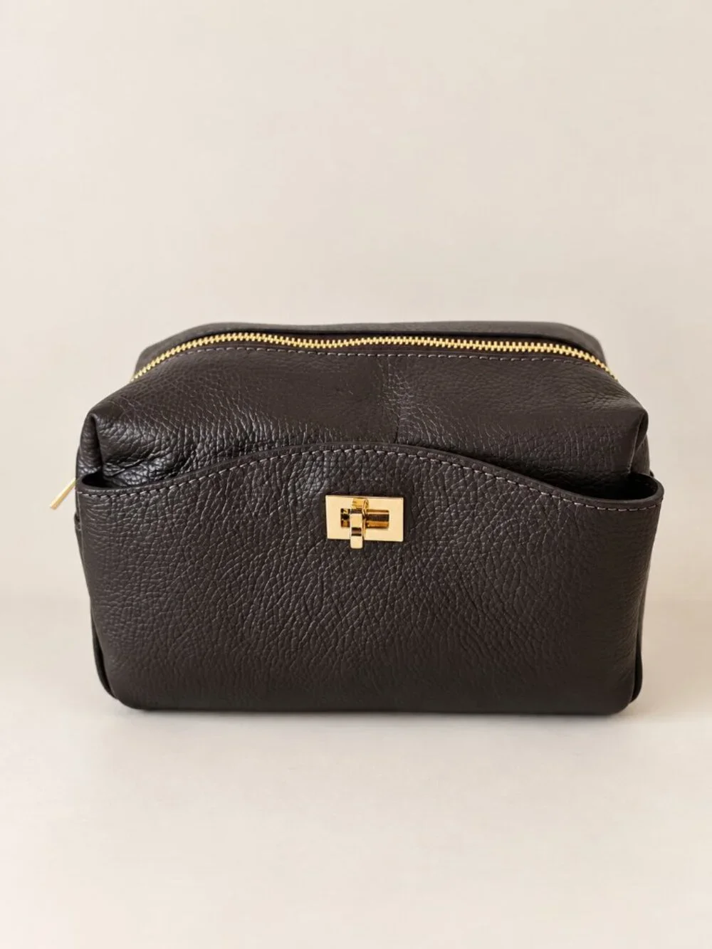 Dark Brown Genuine Leather Crossbody Bag, Italian Leather Shoulder Bag